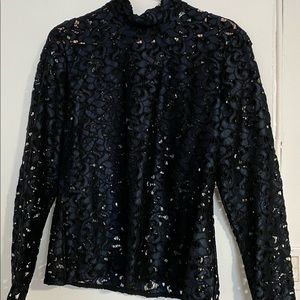 Seethrough Blouse in dark blue and black Size XL (more like L)